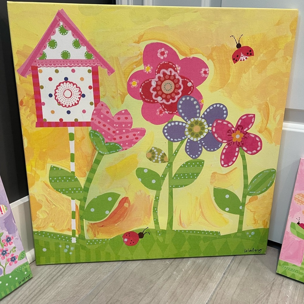 3 PC Oopsie Daisy Too - Colorful Floral Canvas Art Set - Picture 3 of 8